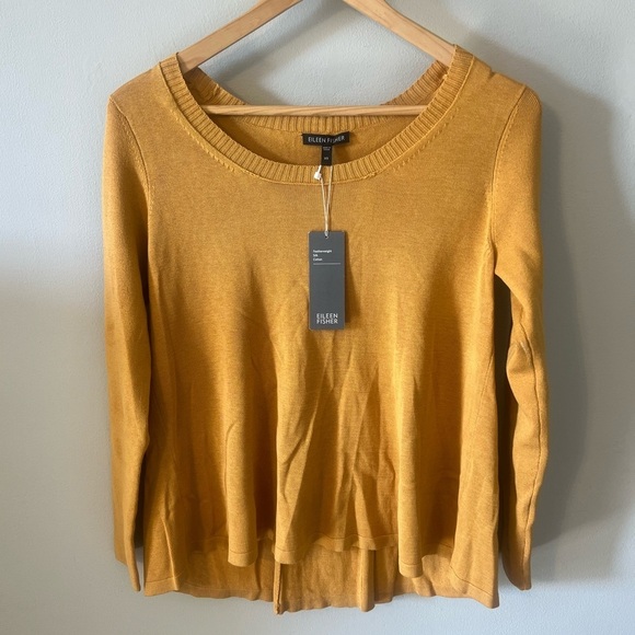 Eileen Fisher Sweaters - BNWT Eileen Fisher Splitback Scoop Neck Cotton Silk Sweater Top Size XS Ochre